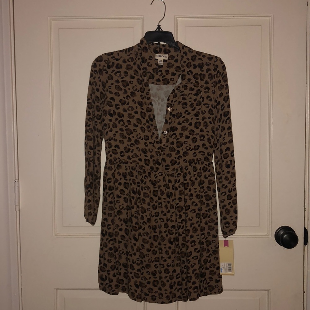 Leopard button-up dress.